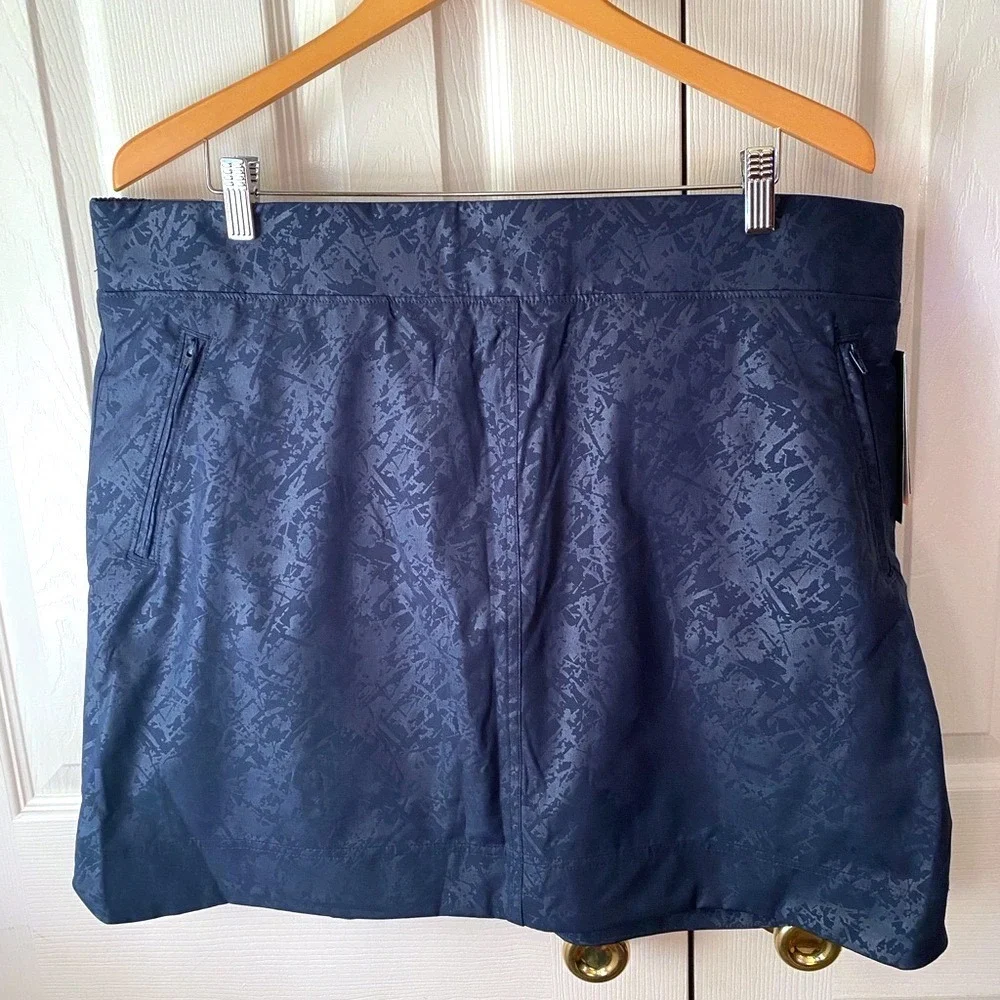 🆕 ORVIS Blue Shattered Glass Embossed Print Pickleball Pull-On Travel Skort XXL